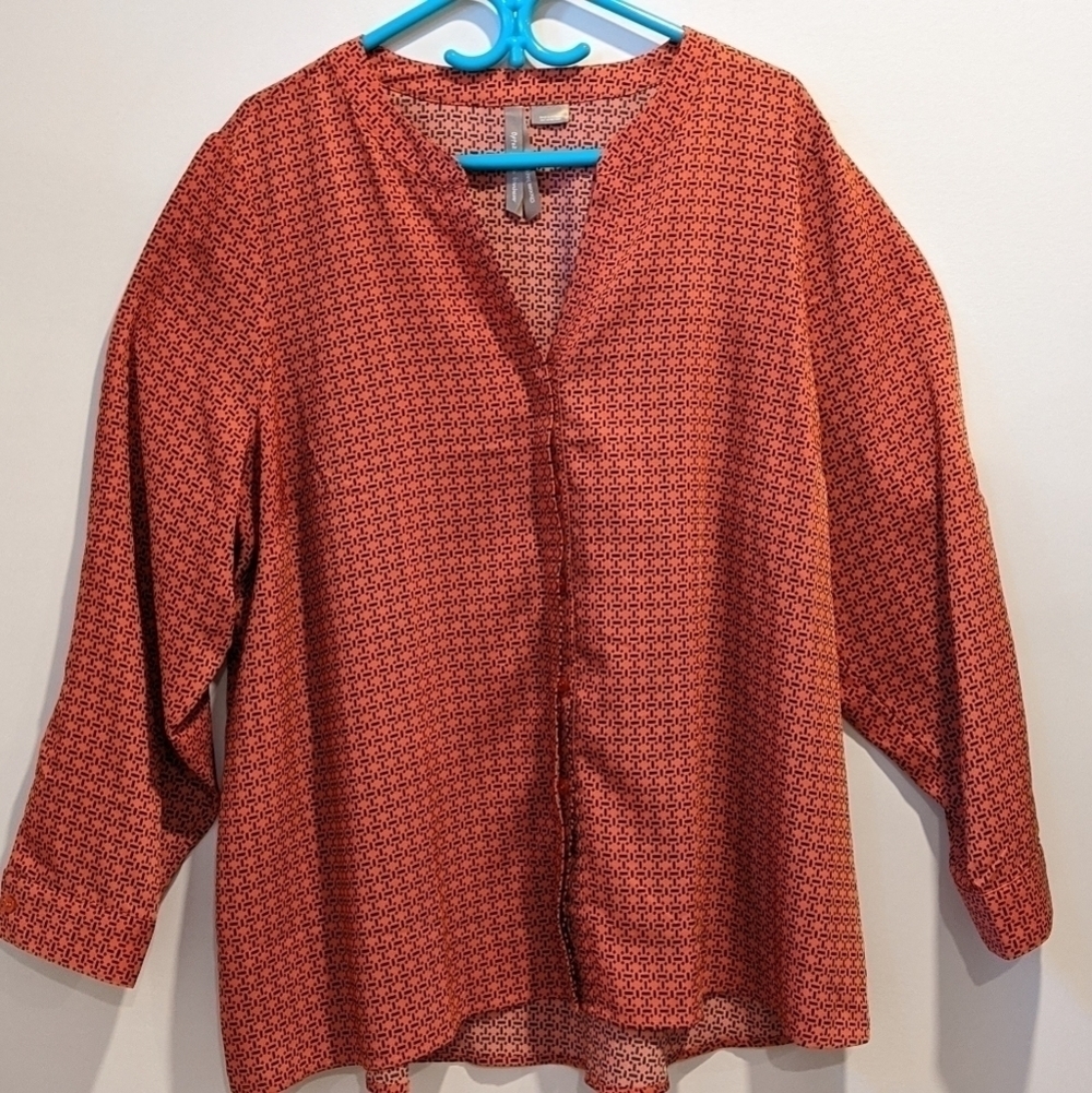 2/$20 PENNINGTONS Orange Pattern Cold Shoulder Blouse Plus Size 2X